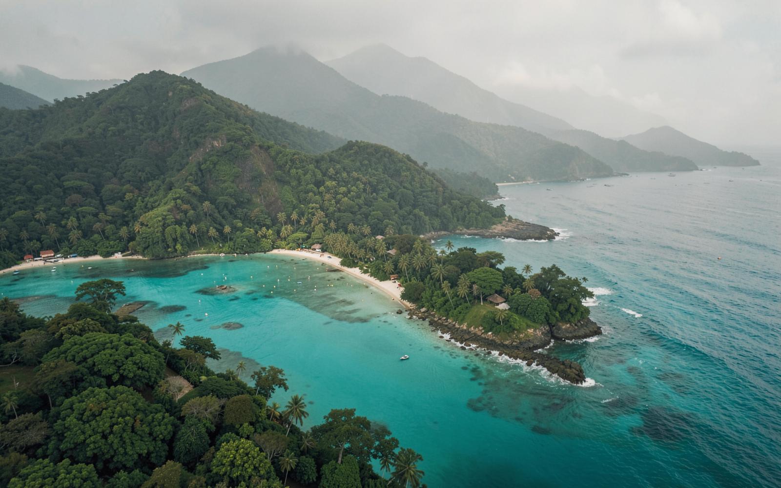 Jamaica's north coast: turquoise water meeting green hills